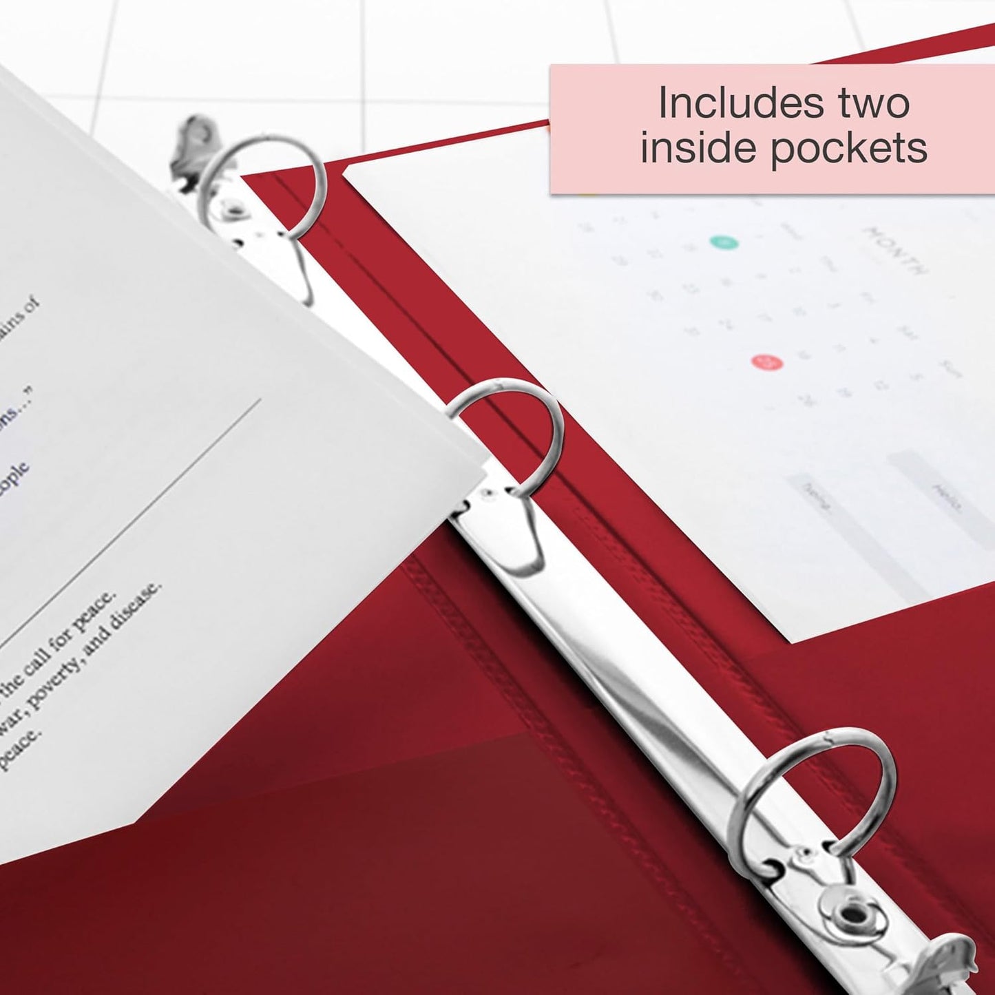 BAZIC Products 3 Ring Binder - Burgundy, Economy View Binder with Clear Overlay Cover and Round Rings, Organizer for School Office Home Use, 1.5-inch Capacity Holds 280 Sheets Paper, 1-Pack