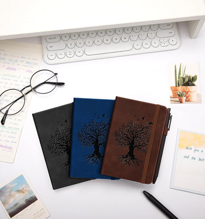 3 Pack Pocket Journaling Notebooks, A6 Small Notebook For Note Taking Journaling Notebooks Journals For Writing Mini Note Pads With Pen Holder 120 Pages 100 GSM Thick Paper(Nude, Brown, Forest Green)