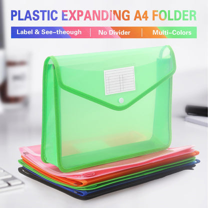 Plastic Expanding File Folder, Transparent envelopes with Snap Closure, No Dividers, Large Capacity, Fit Letter/A4 Size (Pink)