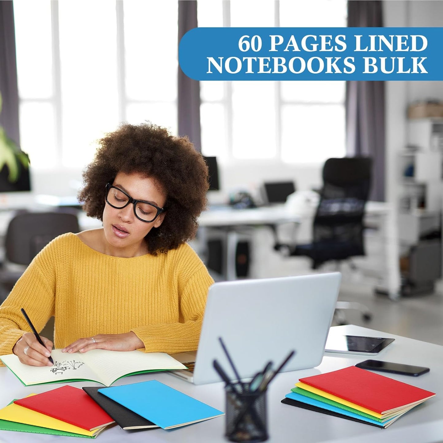 Mimorou 100 Pcs Journals Notebooks Bulk - Kraft Softcover A5 Small Notebooks 5.5 Inch x 8.3 Inch Notepads with 60 Page 30 Sheet for Writing Sketch Travel Office Supplies(Navy Blue,Lined)