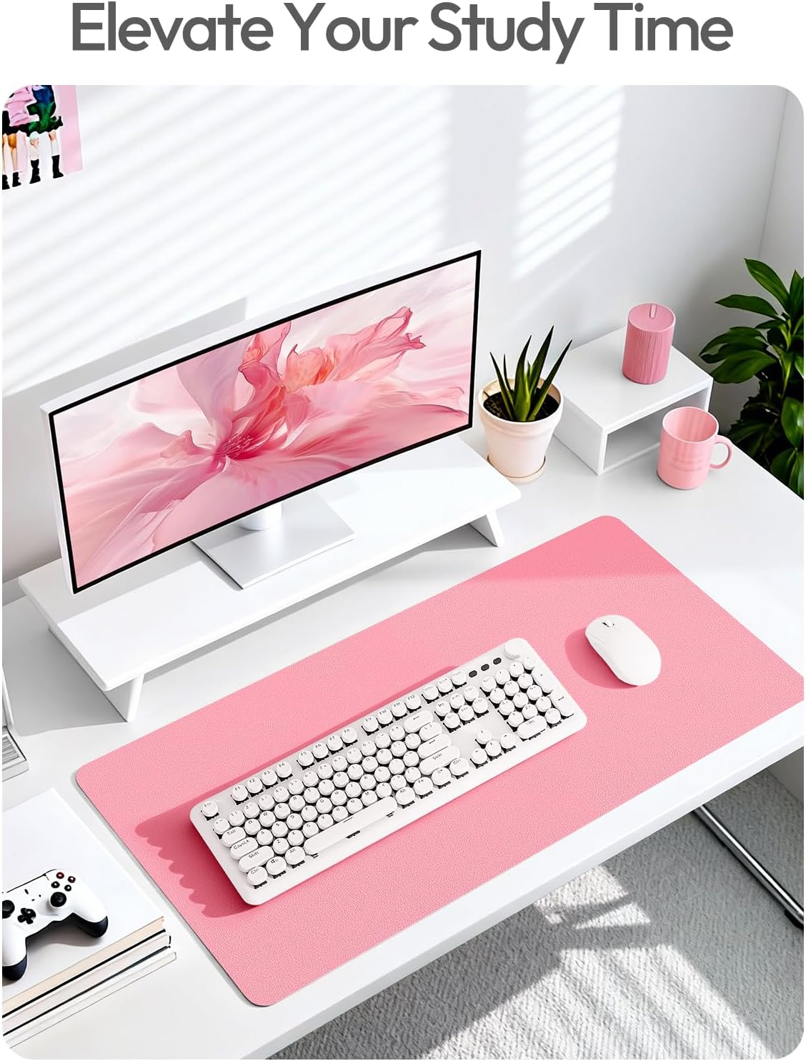YSAGi Leather Desk Pad Protector, Office Desk Mat, Large Mouse Pad, Non-Slip PU Leather Desk Blotter, Waterproof Laptop Desk Writing Pad for Office and Home (23.6" x 13.8", Eggshell) - Colors B