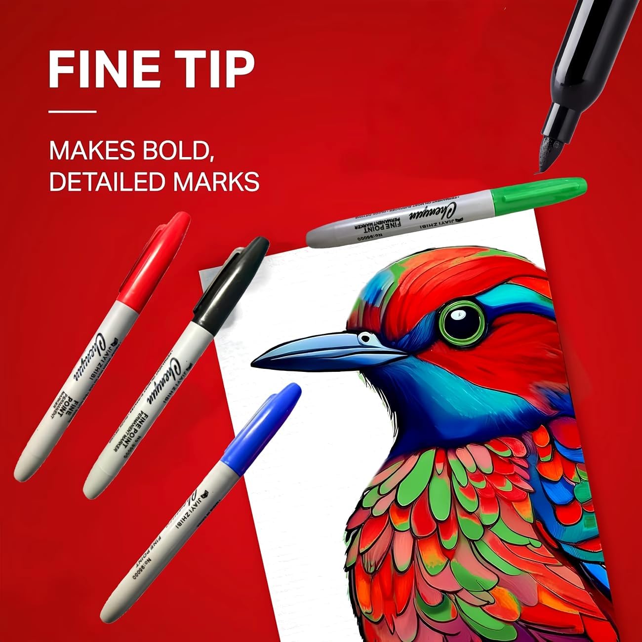 Permanent Markers, Fine Tip, 1.0mm, Quick Drying, Waterproof, for Glass, Tiles, Cloth, and General Surfaces, 50 Count (12)