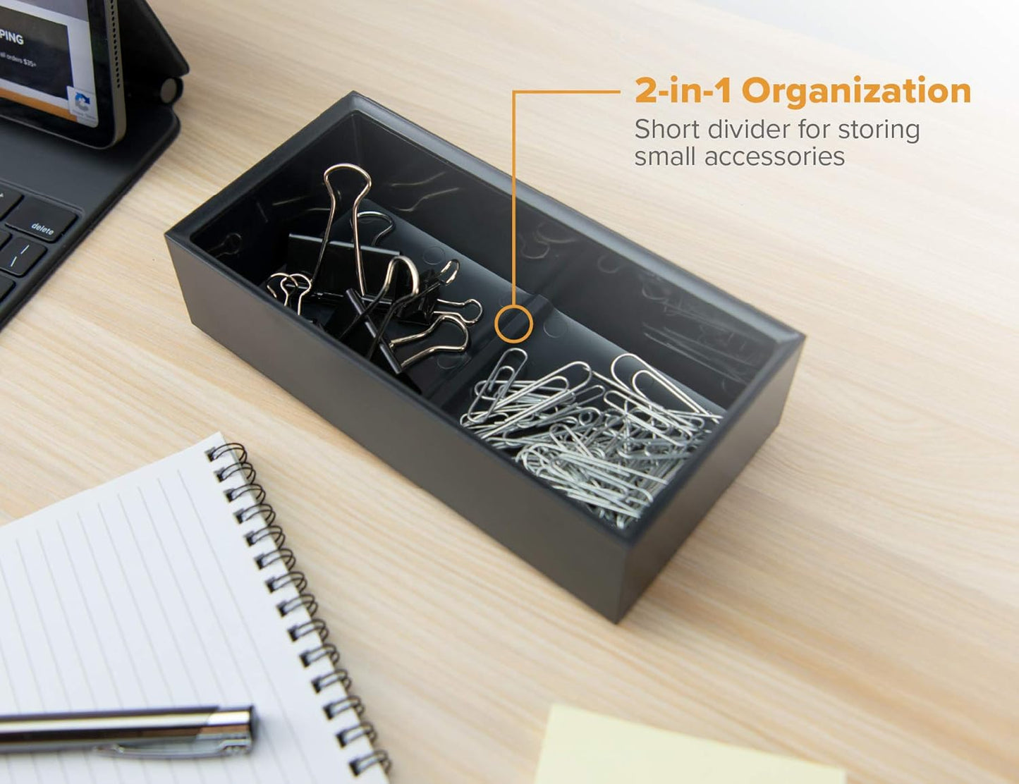 Bostitch Office Konnect Desk Organizer Accessory Tray, Stacks for Desktop Storage, Black