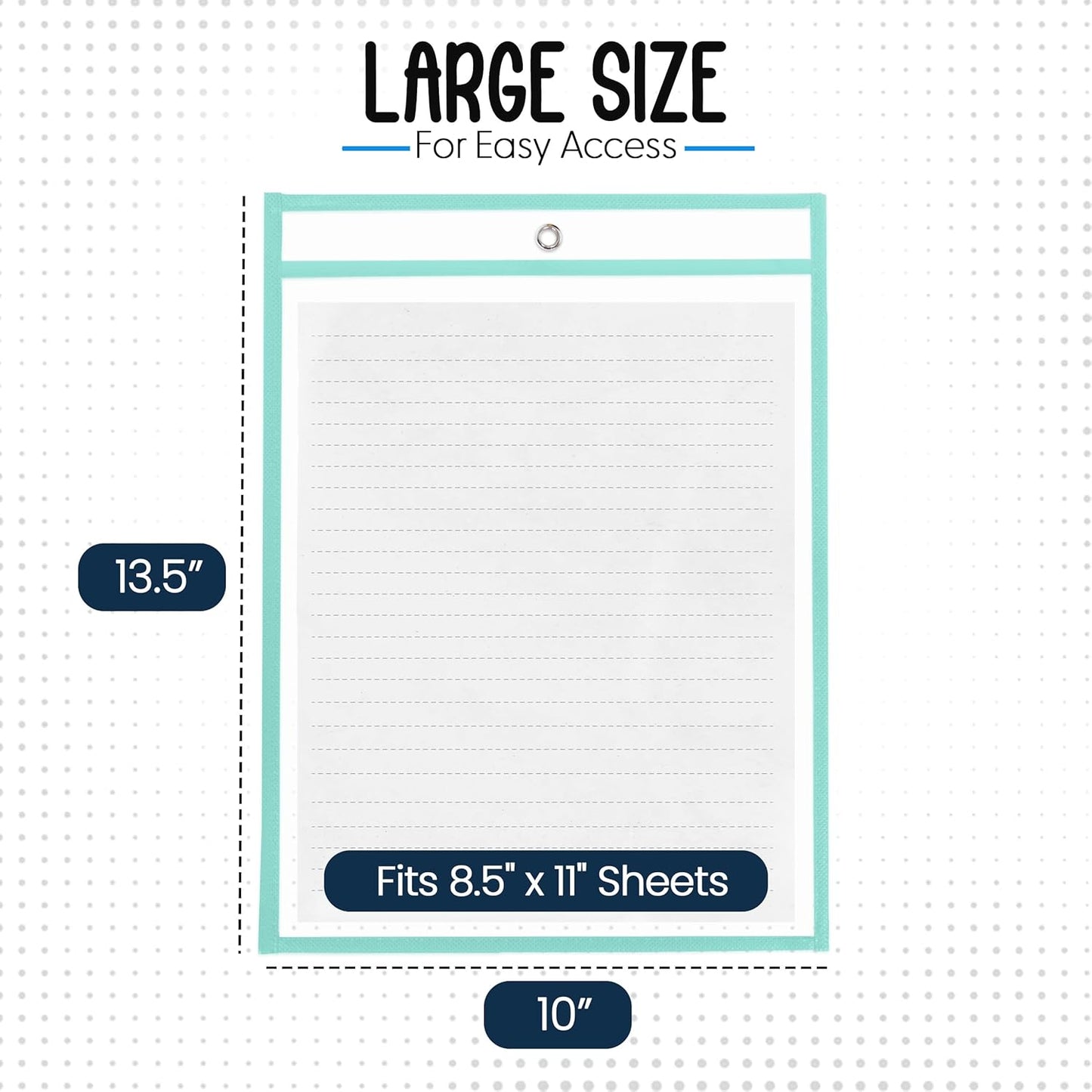 Essex Wares - 6 Pack, Assorted, Dry Erase Pocket Document Protectors, 10" Wide x 13.5" Tall- Dry Erase Clear Plastic Sleeves - Reusable & Easy Erase Plastic Invoice Holders, Water-Resistant & Durable