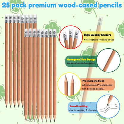 Adhere 25pcs Woodcase Pencils with Eraser Premium Pre-Sharpened Hexagon Graphite 2B pencils ideal for home, office writing including a Free Sharpener(Pink・25pcs)