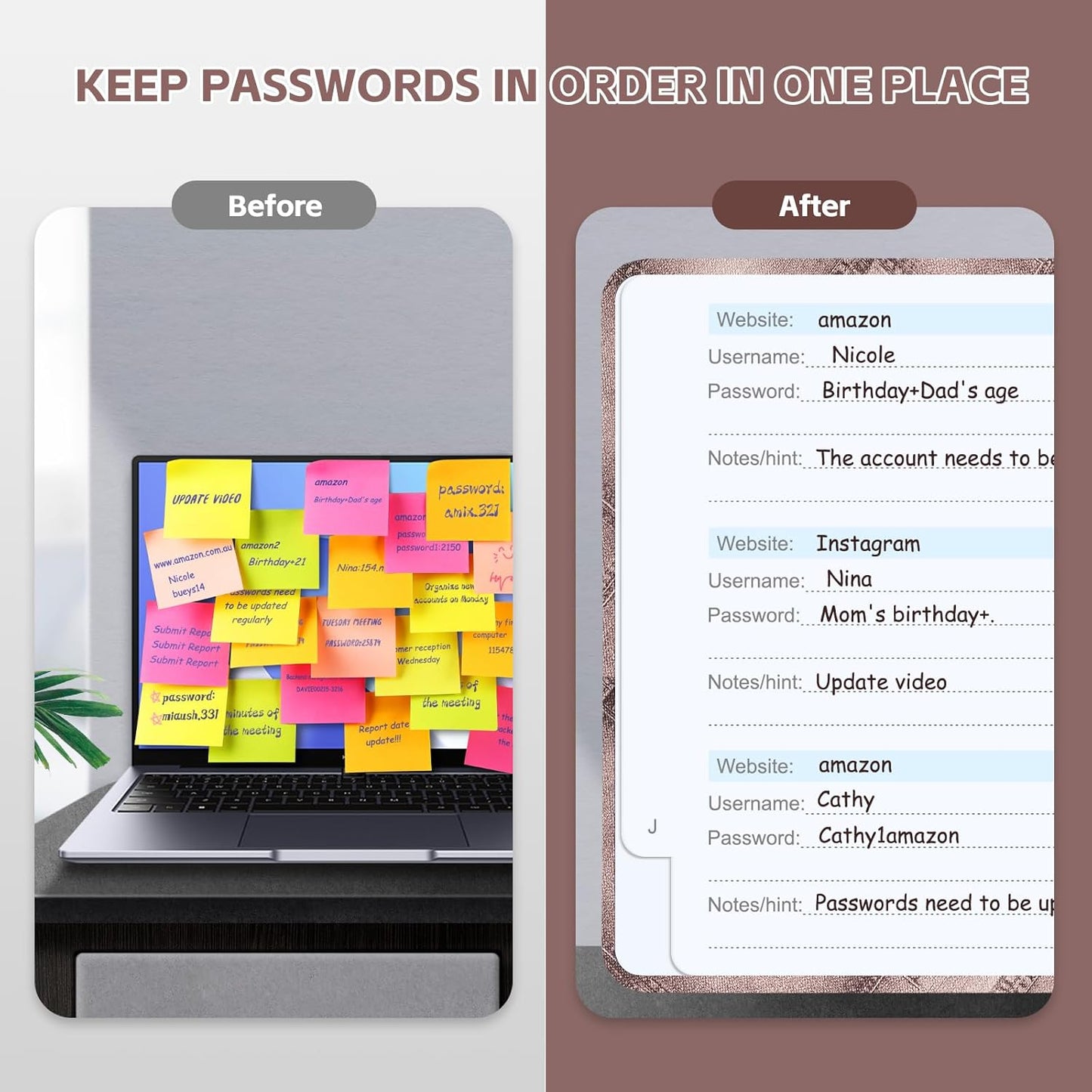 MOSA BEAR Password Keeper Book with Alphabetical Tabs，4.3"x5.7" Small Password Books for Seniors Password Notebook for Internet Website Address Log in Detail（Dark Blue）