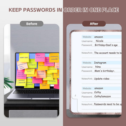 MOSA BEAR Password Keeper Book with Alphabetical Tabs，4.3"x5.7" Small Password Books for Seniors Password Notebook for Internet Website Address Log in Detail（Dark Blue）