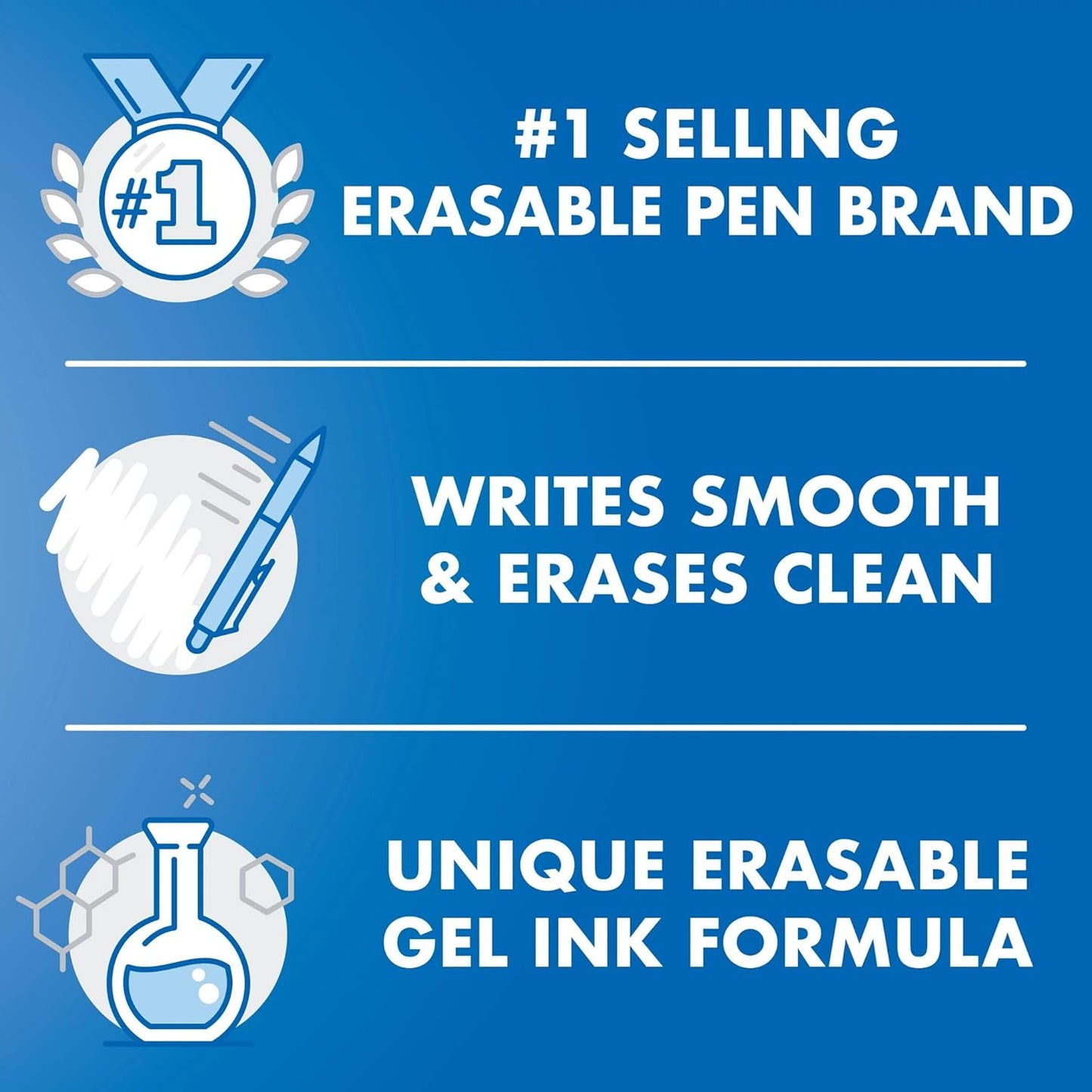 PILOT FriXion Clicker Erasable Pens, Refillable & Retractable Gel Ink Pens, Fine Point 0.7 mm, Black Ink, 3-Pack - Ideal for School, Journaling, & Office Writing