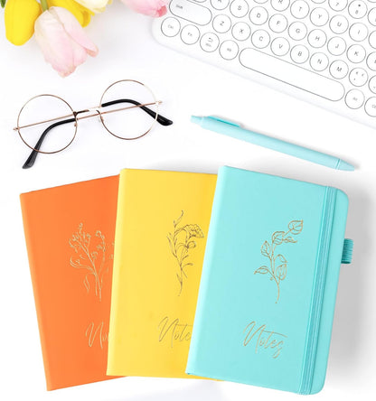 3 Pack Pocket Journaling Notebooks, A6 Small Notebook For Note Taking Journaling Notebooks Journals For Writing Mini Note Pads With Pen Holder 120 Pages 100 GSM Thick Paper(Nude, Brown, Forest Green)
