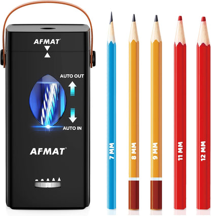 AFMAT Electric Pencil Sharpener, Rechargeable & Cordless, Fully Automatic Pencil Sharpener for Classroom, Auto in & Out, 5 Sharpness Modes, Heavy Duty Sharpeners for 6-12mm No.2/Jumbo Pencils PSC7