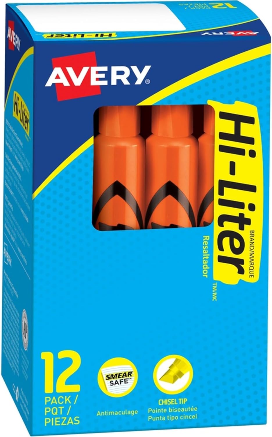 Avery 24050 Hi-Liter Desk Highlighter, Chisel Tip, Fluor. Orange, 12-Each/DZ
