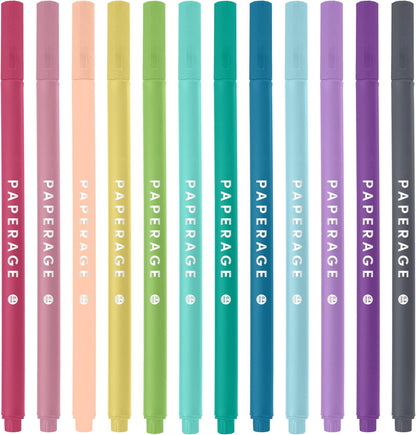 PAPERAGE Felt Tip Fine Point Pens (0.4mm), 12 Pack, Pens For Journaling, Notebooks, Planners, Calendars & Drawing, Great for School, Office, & Home (Black Ink)
