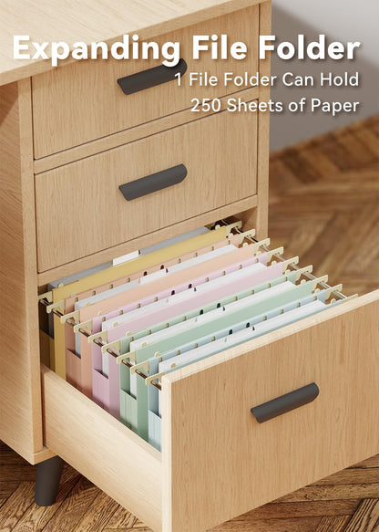Ansook Extra Capacity Hanging File Folders Letter Size,Heavy Duty 4" Expandanle Pastel Hang Folders,6 Pack Plastic File Cabniet Folder Hanging with Tabs,Hanging File Frame Organizer