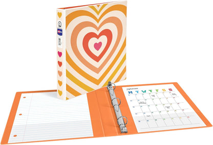 Avery 3 Ring Binder, 1 Inch Round Rings, Retro Collection, Radiant Heart (26804)