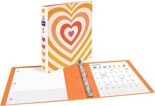 Avery 3 Ring Binder, 1 Inch Round Rings, Retro Collection, Radiant Heart (26804)