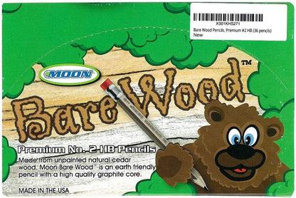 Moon Products Bare Wood Natural Premium Pencils Number 2 HB (36 pencils)
