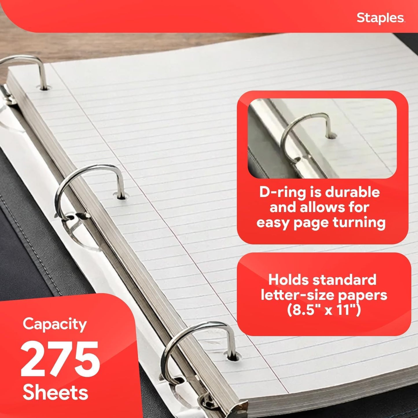 Staples Better Binder 2-Inch D-Ring View Binder, Reinforced Spine, Holds Up to 540 Sheets, Teal, for Office & School