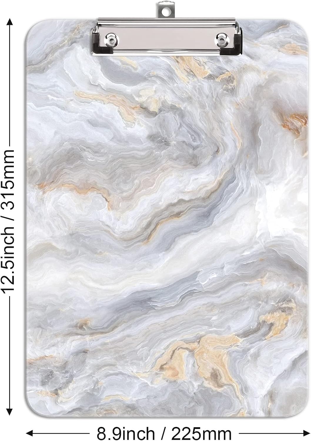 Hongri Plastic Cute Clipboard, Letter Size for Students, Teacher, Woman and Kids, Low Profile Clip, Decorative Pattern, Size 9 x 12.5 in, Dream Marble