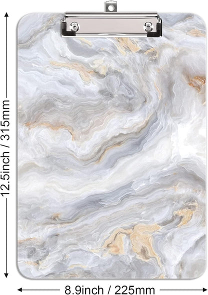 Hongri Plastic Cute Clipboard, Letter Size for Students, Teacher, Woman and Kids, Low Profile Clip, Decorative Pattern, Size 9 x 12.5 in, Dream Marble