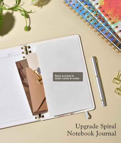 Lined Spiral Journal Notebook, A5 Hardcover Spiral Journals for Women Men, 150 Numbered Pages Spiral Bound Notebook, 100 GSM College Ruled Notebooks for Work, Note Taking 5.75" x 8.38", Olive Green