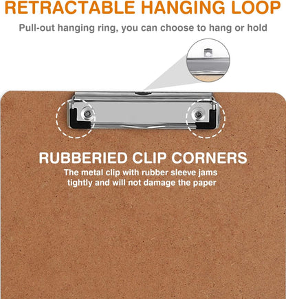 Clipboard, HERKKA 15 Pack Hardboard Office Clipboards Standard A4 Letter Size Clipboard with Low Profile Clip, Size 12.5 x 9 Inch
