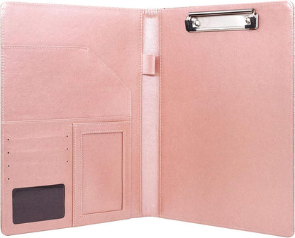 WAVEYU Resume Portfolio Folder, Padfolio Clipboard, Writing Portfolio Leather Clipboard with Cover for Legal Pad Holder Letter Size A4 for Business Conference Notepad Clip Boards, Purple