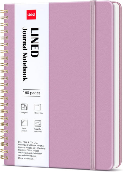 deli Rose Red Lined Spiral Journal Notebook, 160 Pages, A5 (5.5"x8") Hardcover Writing Notebook, College Ruled Spiral Bound Journal for Women & Men - Perfect for Work, School, Office & Note Taking