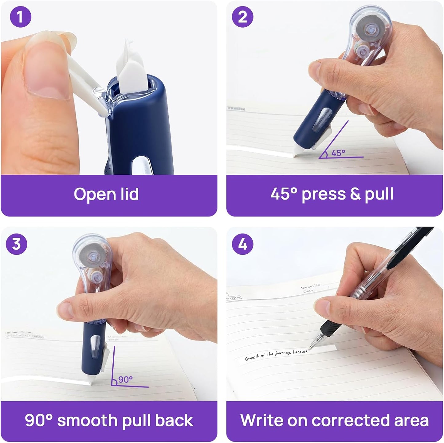 19.69ft Correction Tape Pens, Dry Instantly Correction Tape, Smooth Application, Stretch Resistant, Easy to Use Pen Style Applicator for School Office Supplies