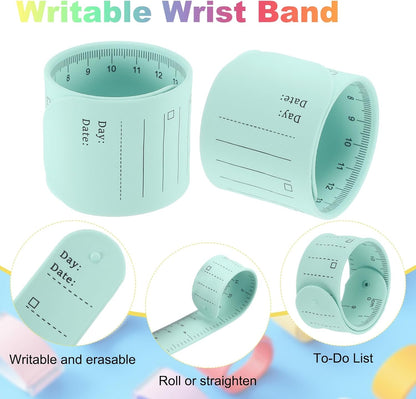 uxcell 2Pcs Writable Wrist Band, 9.45" x 1.18" Waterproof Slap Bracelet Reusable Writable Erasable to Do List Silicone Memo Wrist Bands for Planner Reminder (White)