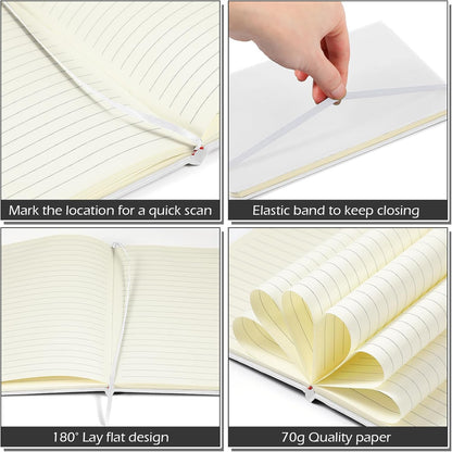 Honoson 20 Pack Lined Journal Notebooks A5 Hardcover Executive Notebook 5.5" x 8.3" PU Leather Wide Ruled Journals Bulk with Elastic Band for Home Business Office School Supplies(Black)
