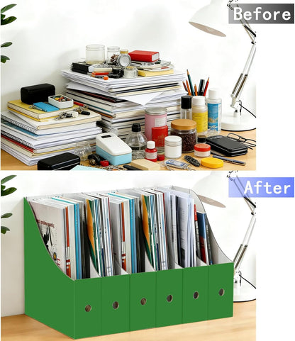 Limitliho 6 Pack Cardboard Magazine Holder for Desk, Book Bins for Classroom Library,Office,Home, 10.6" H x 10.2" L x 3.5" W in Magazine File Holder (Elegant color)
