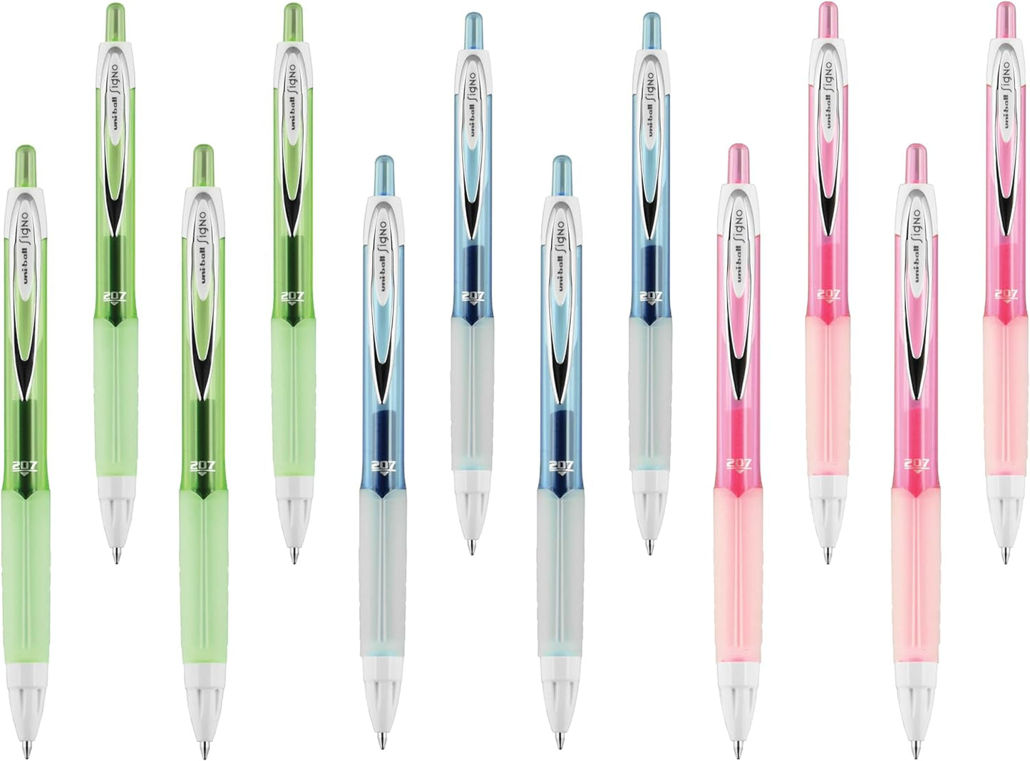 uniball 207 Plus+ Retractable Gel Pens, Medium Point (0.7mm), Black, 4 Pack