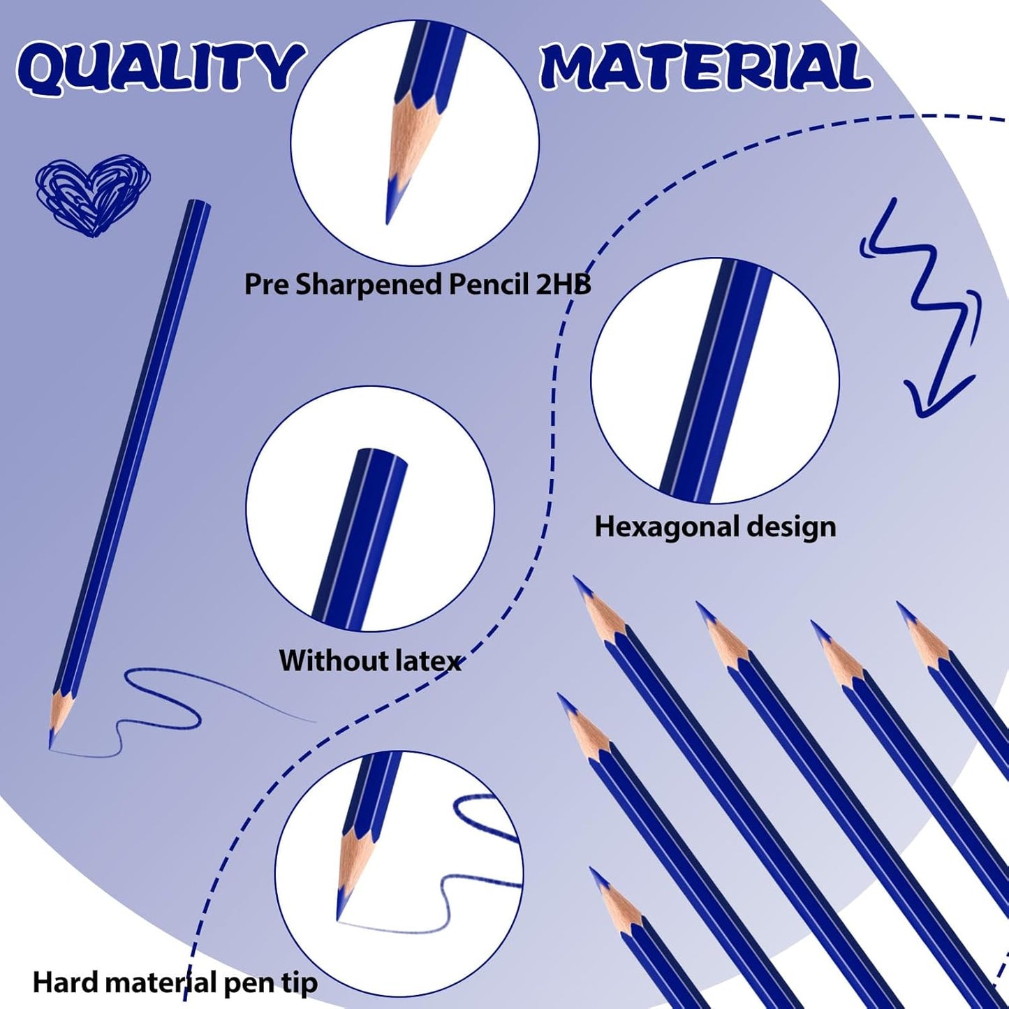 12 PCS Dark Blue Colored Pencils, Pre-sharpened Professional Wooden Art Pencils Set for Artists Painting | Premium Drawing Sketching Supplies (Dark Blue)