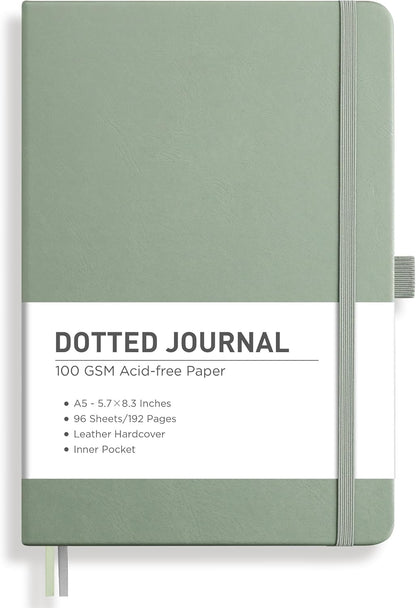 RETTACY Graph Grid Paper Notebook, 192 Pages, A5 Medium Size (5.7'' x 8.3''), 5 Squares per Inch, Leather Hardcover, 100 GSM Thick Paper, for School, Students, Math, Engineering (Brown)