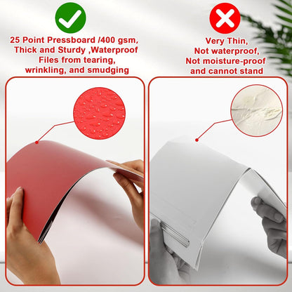 12 Pcs Pressboard Report Cover 9.3x11.6 Inch Presentation Binder Folder Letter Size 3" Capacity Metal Prong Fastener with Compressor for Reports Business Contract Proposal Documents, Red
