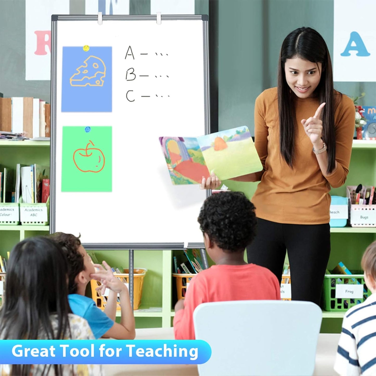 Easel Whiteboard - Magnetic Portable Dry Erase Easel Board 36 x 24 Tripod Whiteboard Height Adjustable Flipchart Easel Stand White Board for Office or Teaching at Home & Classroom (Black)