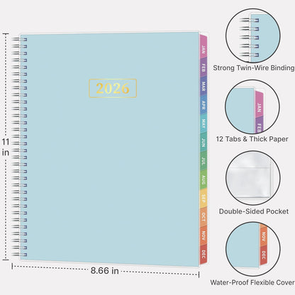 2026 Appointment Book, 30 Minutes-Hourly, Weekly ＆ Monthly Calendar Planner 2026, Jan 2026 - Dec 2026, 8.5'' x 11'', 2026 Daily Planner with Tabs ＆Pocket, Flexible Cover, Great for Office, Home, School