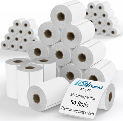 9527 Product Fanfold 4 x 6 Direct Thermal Labels White Perforated Shipping Labels, 500pcs per Stack,1 Stack