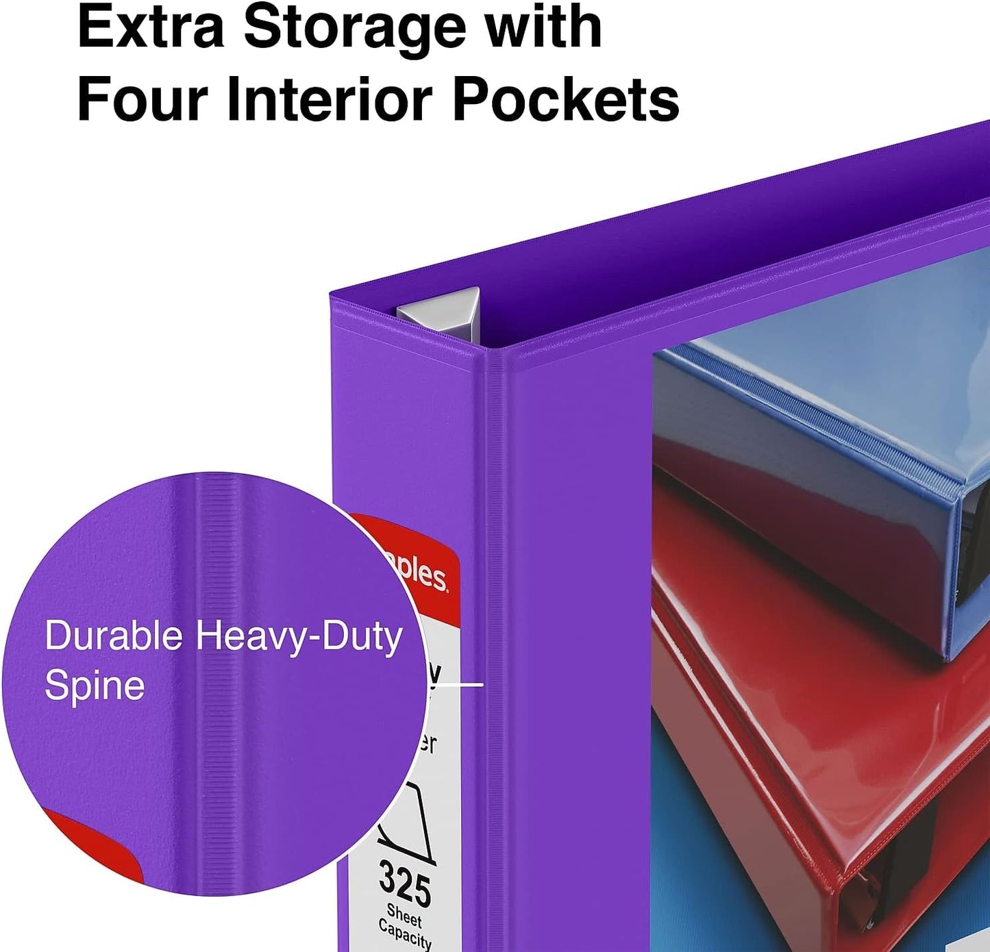 Staples Heavy-Duty 2-Inch D-Ring View Binder, Reinforced Spine, Holds Up to 450 Sheets, Gray, for Office & School