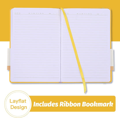 SUIN Hardcover-Journal-Notebooks, A5 Lined Journals Notebook for Writing 200 Pages, 8.2 x 5.5 inch, Classic Ruled Notebooks for Work/Travel/College (Black- 1 Pack)
