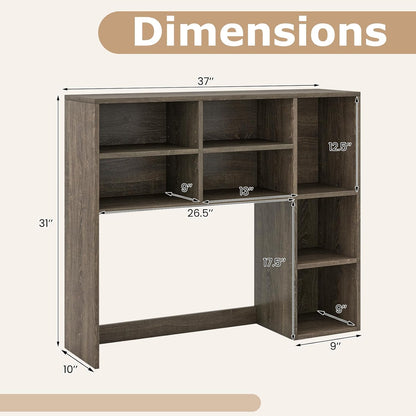 Tangkula Desktop Bookshelf, Countertop Storage Hutch with 5 Shelves for Computer Desk, Desk 3-Tier Display Rack, Multipurpose Wood Desktop Hutch Storage Organizer for Dorm Office Home