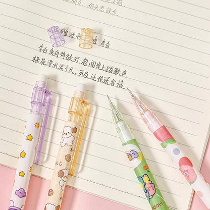 MOZXIRZ 4 Pcs Cute Mechanical Pencils with Top Eraser 0.5mm Cartoon Space Mechanical Pencil School Pencil for Women (6pcs Space)