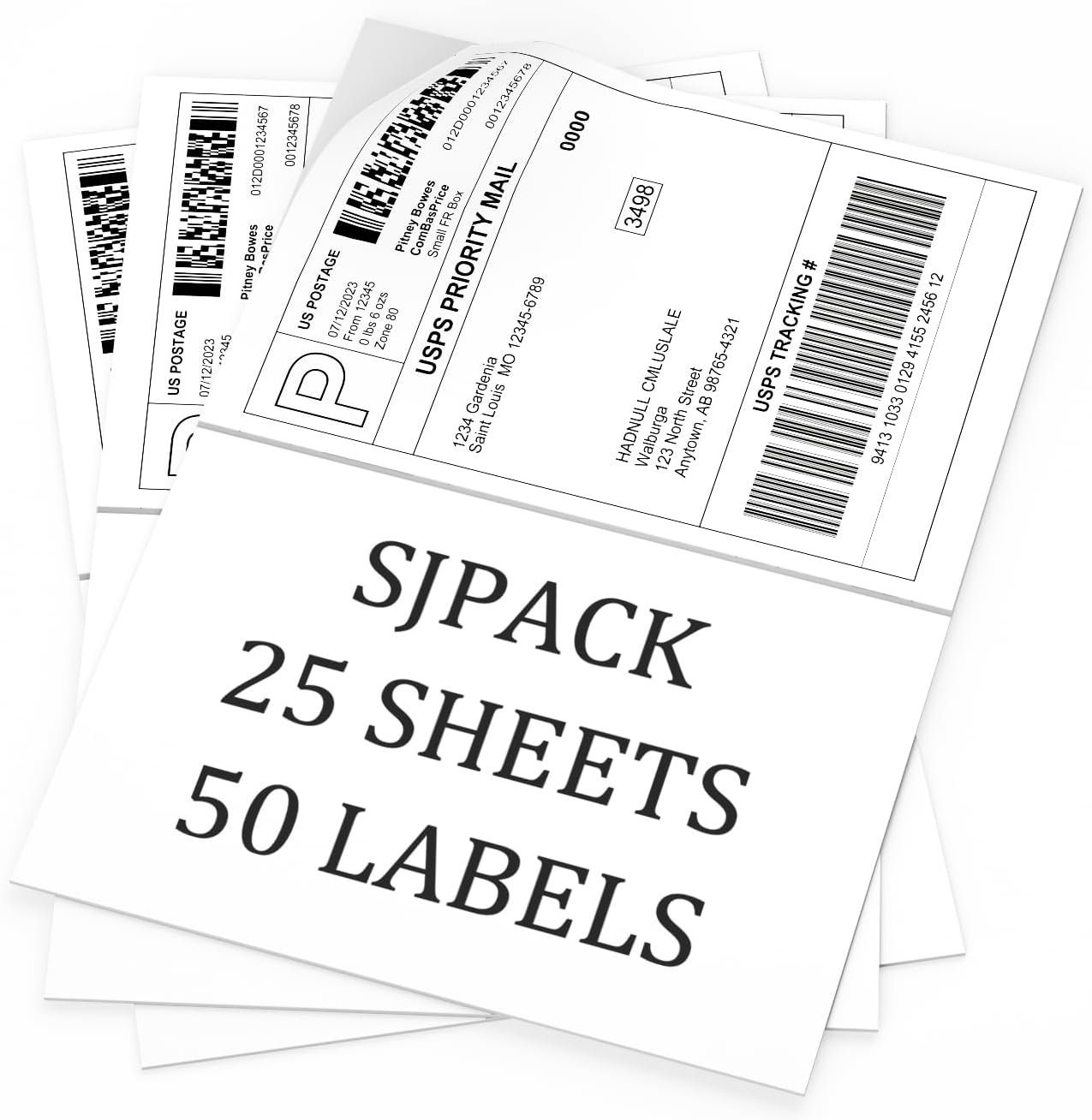 SJPACK 1000 Half Sheet Self Adhesive Shipping Labels, 8.5" x 5.5" Address Labels for Laser & Inkjet Printers(1000 labels-500 Sheet)