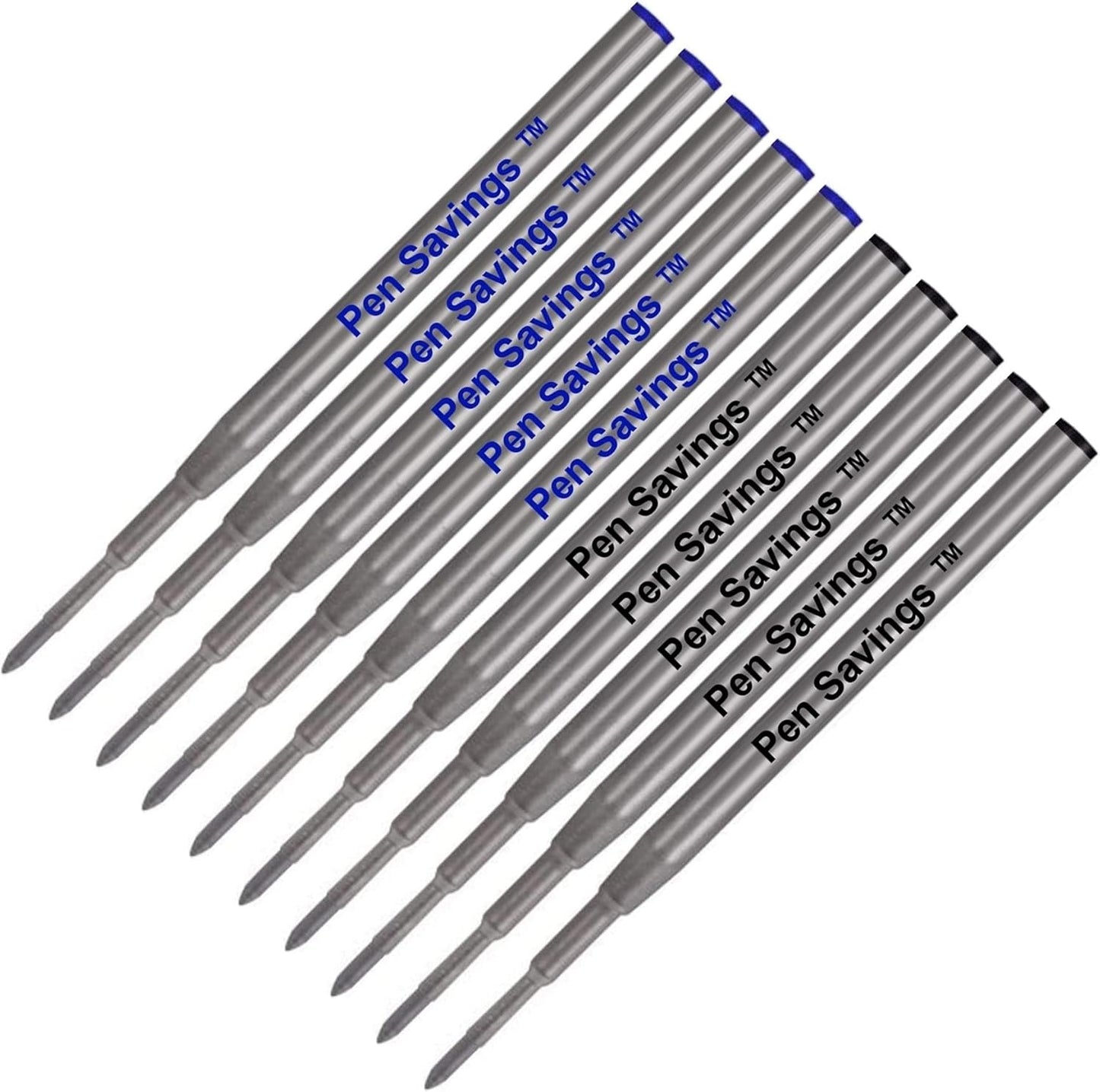 10 Pack, Pen Savings Ballpoint Pen Refills Compatible with Montblanc Twist Style Ballpoint Pens, Medium Point (Bulk Packed) (Blue)