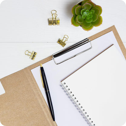 Netuno Pack of 1 Clipboard Folder Eco A4 with Clip Clipboard Kraft Cardboard Natural Brown with Lid Writing Board with Metal Clip Hard Plate Plastic Writing Pad Clipboard Document Holder