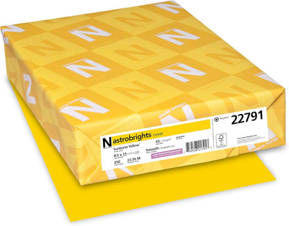 Astrobrights Colored Cardstock, 8.5” x 11”, 65 lb/176 GSM, Sunburst Yellow, 250 Sheets (22791)