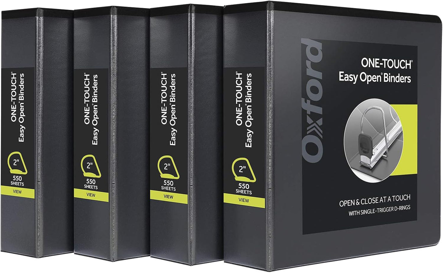 Oxford 3 Ring Binders, 0.5 inch ONE-Touch Easy Open D Rings, Durable Binders for School and Office, View Binder Covers, Xtralife Hinge, Non-Stick, PVC-Free, Black, Holds 125 Sheets, 6 PK (79901)