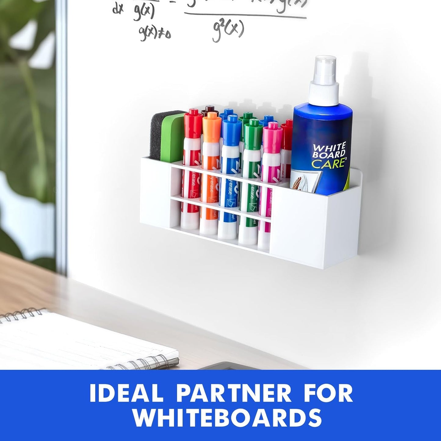 Magnetic Dry Erase Marker Holder for Whiteboard, Wall Mount Pen Holder for Refrigerator, Clear Pencil Holder for Fridge, Strong Magnet Locker Organizer for Classroom, Office