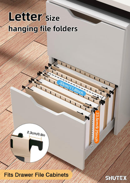 Shutex Extra Capacity Plastic Hanging File Folders,12 Pack Reinforced Hang Folders,Heavy Duty 2 Inch Expansion,Plastic Filing Cabinet Folders,Letter Size,Designed for Bulk Files, Medical Charts,Blue