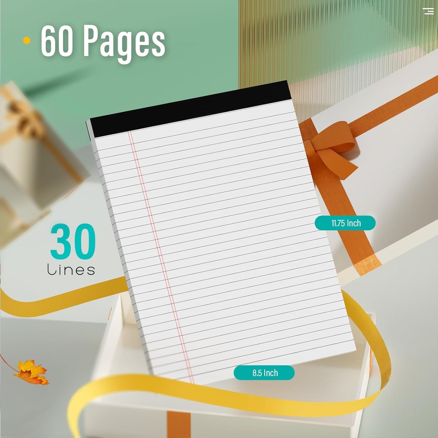 Nichela 5" x 8" Note Pads 12 Pack of Legal Pads 30 Sheets Notepad College Ruled Small Writing Pads Perforated Pages Paper Pads 80GSM Heavyweight Paper Note Pads for Home, Office, or School